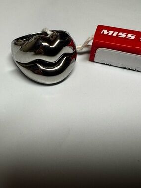Miss Sixty Polished Silver Lip-Shaped Statement Ring